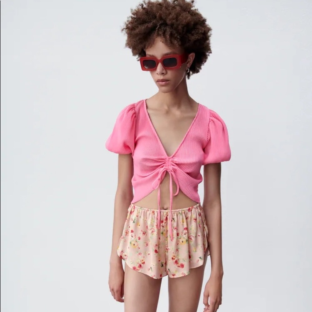 ZARA HOT PINK CROP TOP